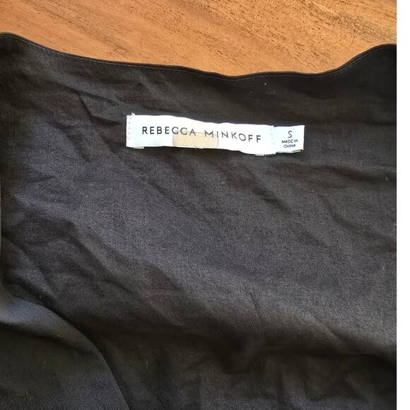 Rebecca Minkoff Mary Wrap Blouse Size S Black Crepe Puff Sleeve V-Neck - Picture 4 of 4
